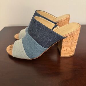Marc Fisher 7.5 Denim Peep Toe Sandal